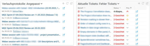 La captura de pantalla de BCS muestra los registros de historial y la vista de tickets.