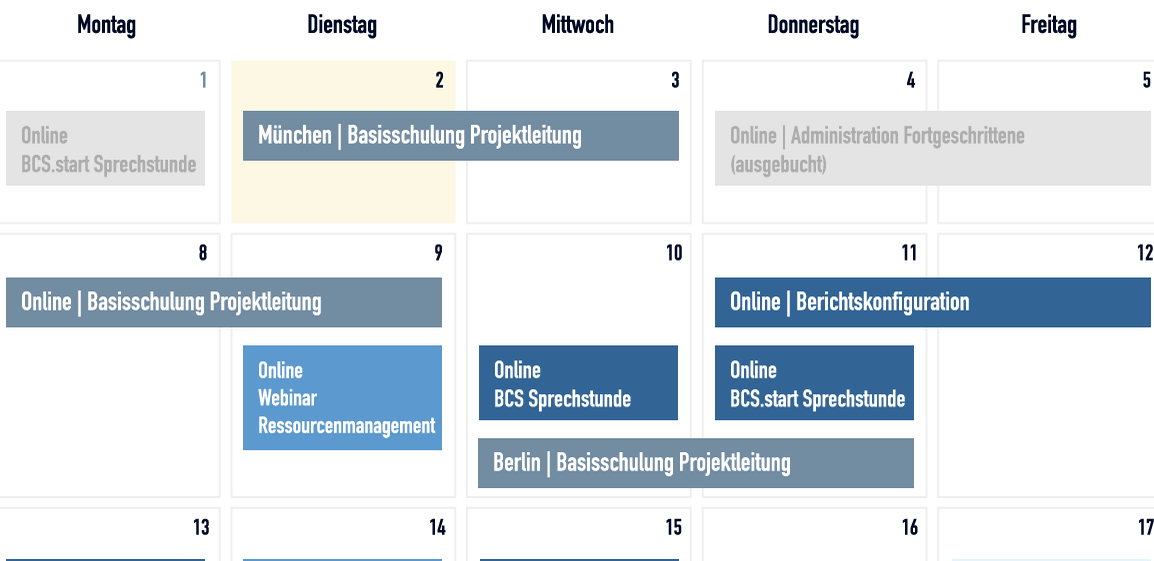 Veranstaltungskalender Projektron