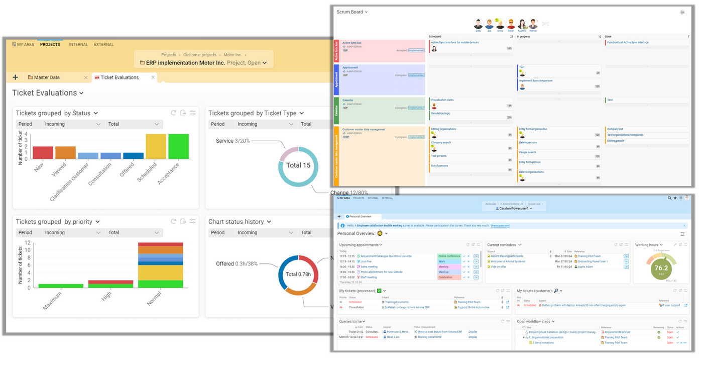 With clear dashboards and real-time evaluations, Projektron BCS provides the data basis for well-founded decisions – from capacity utilization to project key figures. With clear dashboards and real-time evaluations, Projektron BCS provides the data basis for well-founded decisions – from capacity utilization to project key figures.