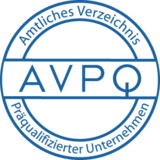 Offizielles AVPQ-Siegel der IHK, das die Präqualifikation von Unternehmen als besonders qualitäts- und leistungsstark bestätigt.