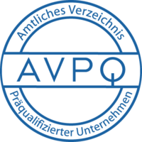 Offizielles AVPQ-Siegel der IHK, das die Präqualifikation von Unternehmen als besonders qualitäts- und leistungsstark bestätigt.