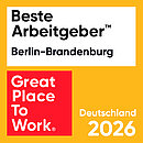 Siegel Beste Arbeitgeber Berlin Brandenburg 2026 für Projektron GmbH