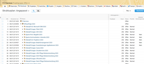 BCS screenshot shows use for project planning and handling.