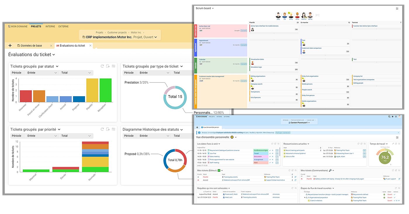 Grâce à des tableaux de bord clairs et des évaluations en temps réel, Projektron BCS fournit la base de données nécessaire à la prise de décisions éclairées, du taux d'utilisation des ressources aux indicateurs de projet. Grâce à des tableaux de bord clairs et des évaluations en temps réel, Projektron BCS fournit la base de données nécessaire à la prise de décisions éclairées, du taux d'utilisation aux indicateurs de projet.