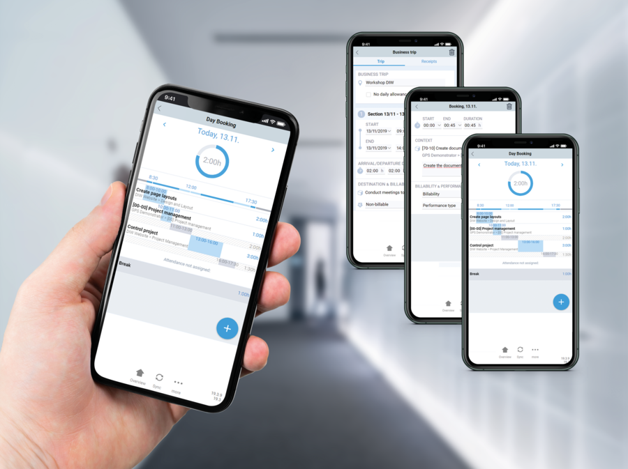 Mobile time, contact and expense recording with the Projektron WebApp