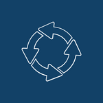 Icon representing iterative implementation with MVP, pilot, and scaling