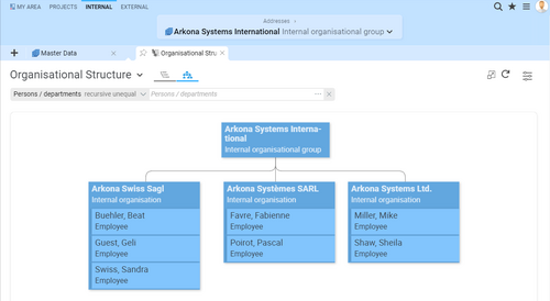 Organigram of an organizational group in BCS