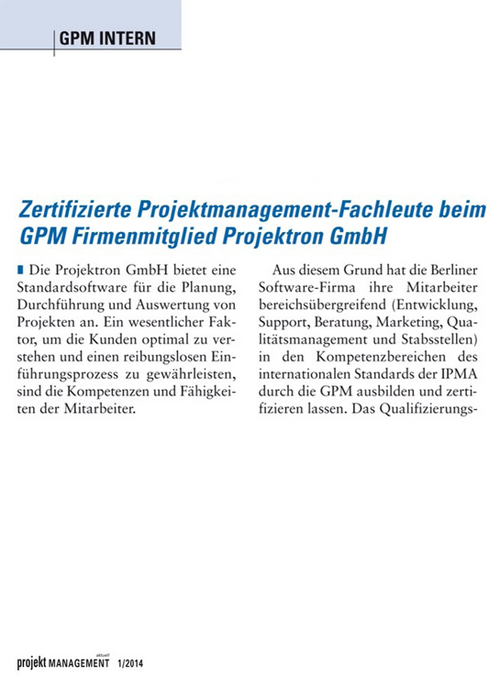 14. Februar 2014 – Projektmanagement Aktuell