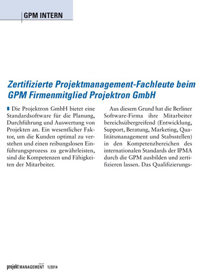 14. Februar 2014 – Projektmanagement Aktuell 14. Februar 2014 – Projektmanagement Aktuell