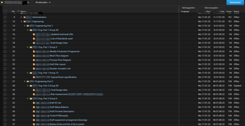 BCS screenshot montre le plan de structure du projet.