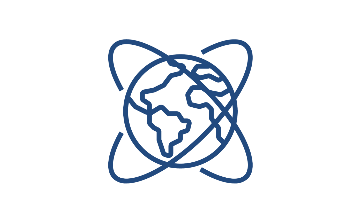 Der Globus symbolisiert die standortunabhängige Erreichbarkeit und zentrale Bündelung aller Prozesse in unserer ERP-Dienstleistungssoftware. Piktogramm eines Globus als Sinnbild für die zentrale und ortsunabhängige Nutzung der ERP-Software