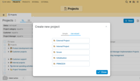 Start your project planning in Projektron BCS by selecting the appropriate wizard.
