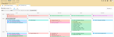Dans le calendrier de projet, vous voyez toutes les dates fixes de votre projet