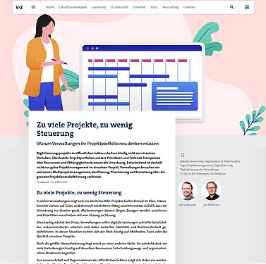 Screenshot des VdZ-Blogartikels „Zu viele Projekte, zu wenig Steuerung – Warum Verwaltungen ihr Projektportfolio neu denken müssen“ von Kai Sulkowski und Jan Wallisser, veröffentlicht unter https://www.vdz.org/leadership-organisation-arbeitskultur/zu-viele-projekte-zu-wenig-steuerung (letzter Abruf am 27.05.2026)