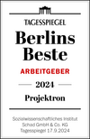Projektron wurde vom Tagesspiegel in der Studie „Berlins Beste: Arbeitgeber und Ausbildungsbetriebe 2024“ als einer der besten Arbeitgeber der Hauptstadt ausgezeichnet.