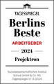 Siegel „Beste Arbeitgeber Berlins 2024“ der Projektron GmbH, verliehen durch die Tagesspiegel-Studie