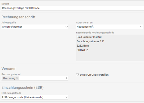 Screenshot der Benutzeroberfläche von Projektron BCS Release 20.3, in dem die neuen QR-Rechnungsfunktionen im Faktura-Modul gezeigt werden. Rechnungen können mit Swiss QR Code erzeugt und gemäß Schweizer Standard abgerechnet werden.
