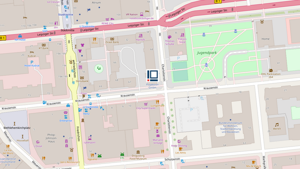 Our headquarters at Charlottenstraße 68, 10117 Berlin. Click the map to open the external map view. Location of Projektron’s Berlin headquarters at Charlottenstraße 68 – open external map