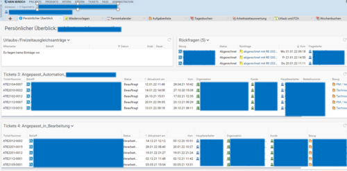 Screenshot: How Topometric uses the Projektron BCS ticket system.