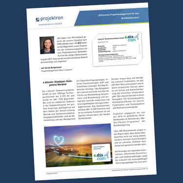 Der Anwenderbericht von e.discom ist im Referenzbereich von Projektron zu lesen