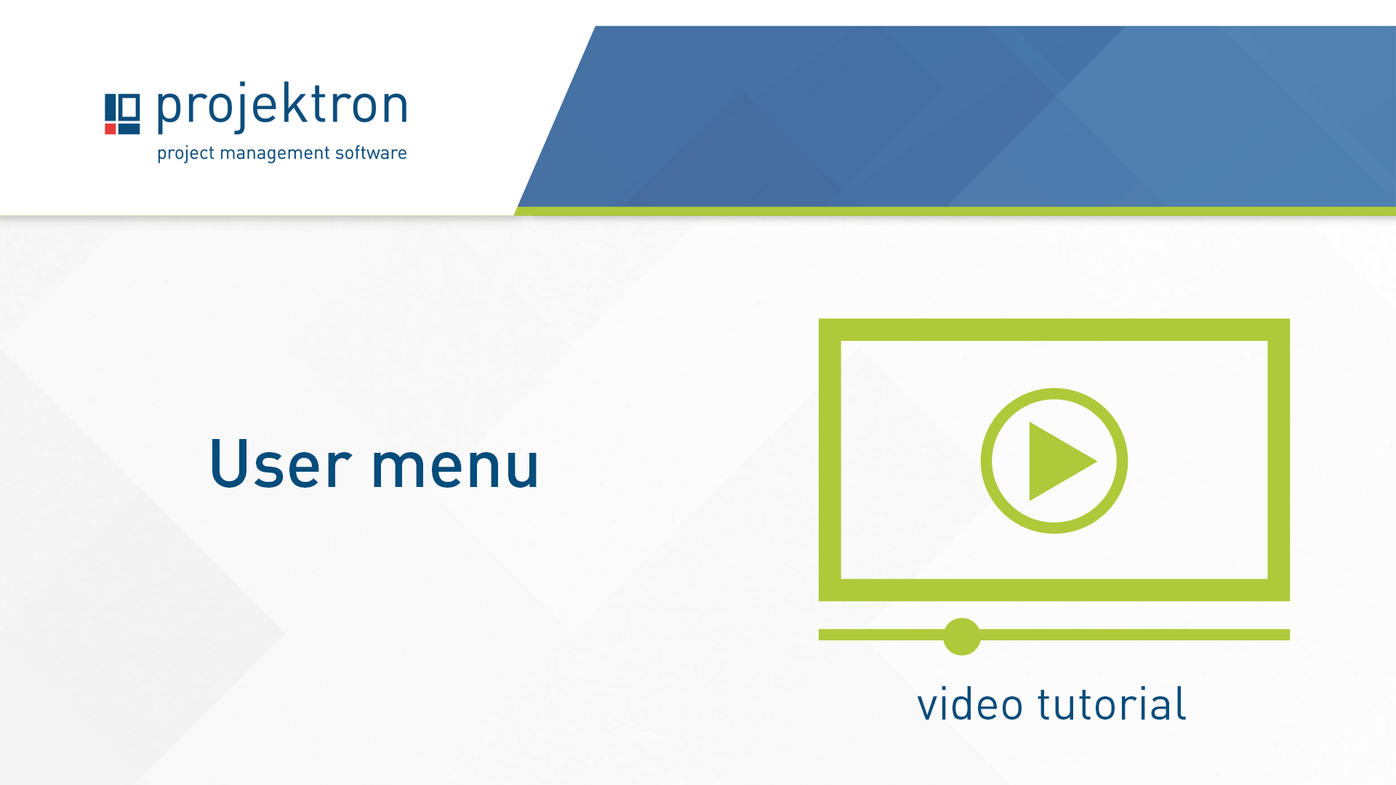 Thumbnail showing the title “Projektron BCS – Introduction to the User Menu” with a video icon on a simple background.