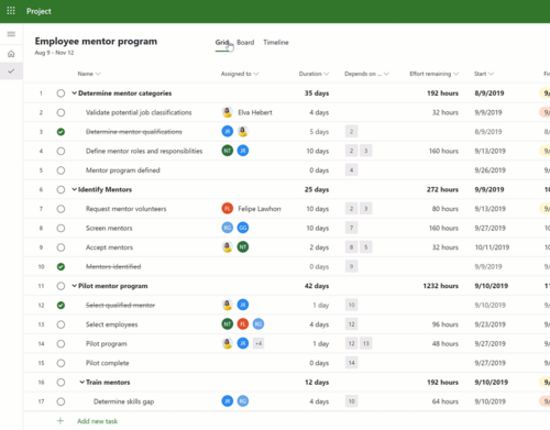 Screenshot Projektplan in MS Project