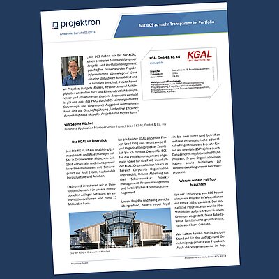 KGAL explains in this customer success story how Projektron BCS helped create greater transparency across its project portfolio.