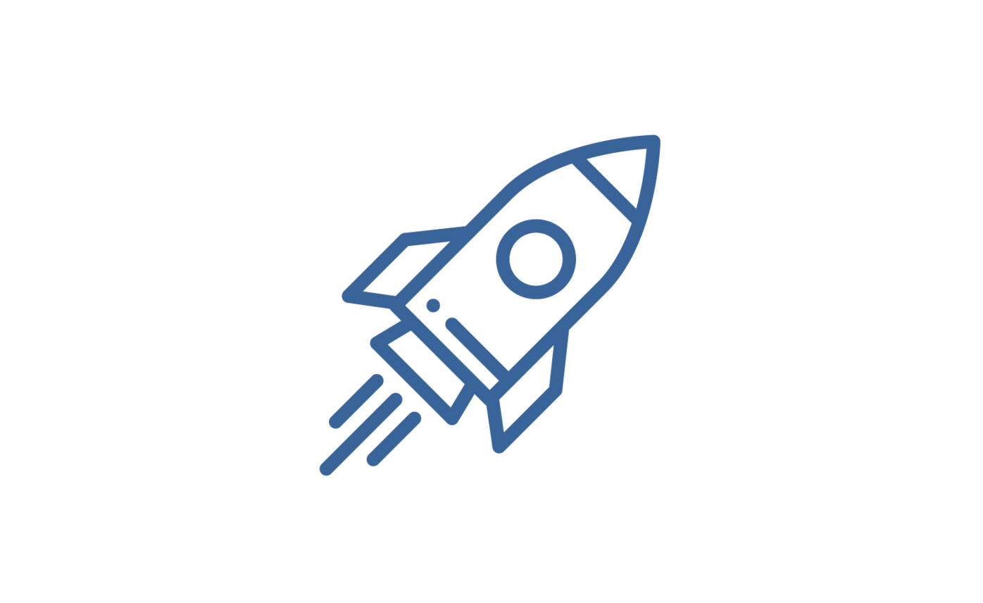 Die Rakete symbolisiert den zielgerichteten und reibungslosen Start Ihres ERP-Systems durch persönliche Schulung, Beratung und maßgeschneiderte Unterstützung. Piktogramm einer Rakete als Symbol für den erfolgreichen und individuellen Start der ERP-Einführung mit Projektron BCS