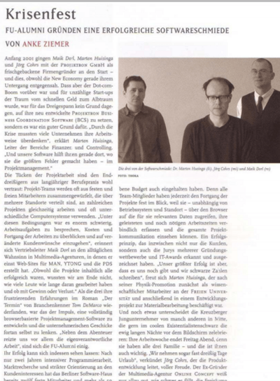 Juni 2003 - Magazin "Wir" der Freien Universität Berlin