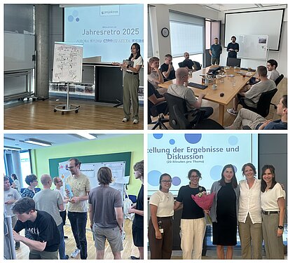 Jahresretro 2025 bei Projektron, Entwicklerteams in Arbeitsgruppen, Mentoren-Ehrung und gemeinsames Mittagessen