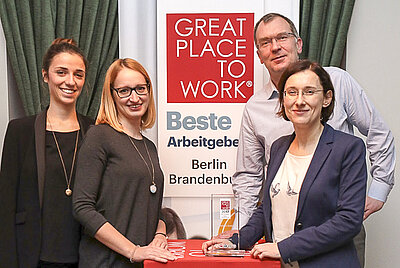 [Translate to Englisch:] Zum 4. Mal Platz 1 für Projektron, Foto: Konstantin Gastmann für Great Place to Work Deutschland GmbH