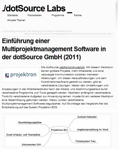 13. Februar 2012 - Einführung einer Multiprojektmanagement-Software bei der dotSource GmbH