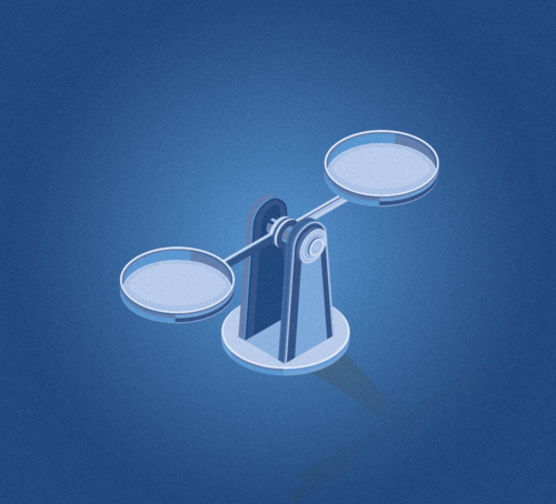 Symbolische Darstellung einer Waage als Sinnbild für den Vergleich verschiedener ERP-Systeme für Dienstleistungsunternehmen.