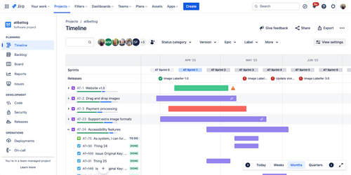 Screenshot roadmaps in Jira.