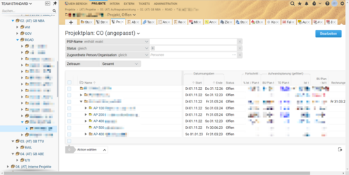 Screenshot BCS zeigt Projektplan