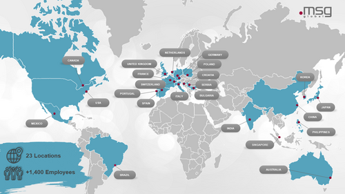 The graphic shows the msg global location map.