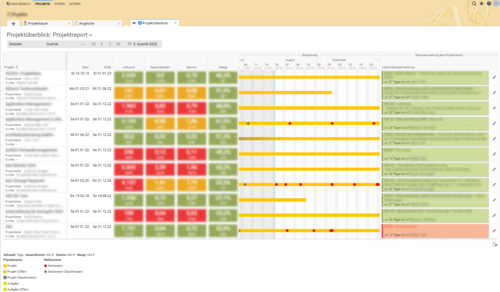 Screenshot Projektreport Westernacher in BCS