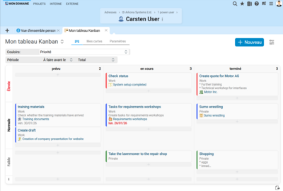 Tableau Kanban personnel dans Projektron BCS