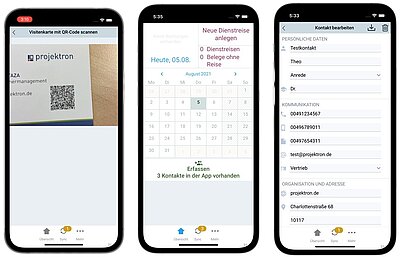 Kontaktdatenerfassung und -import per Projektron-App