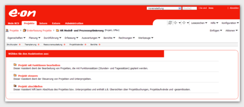 Der angepasste Projektassistent bei E.ON