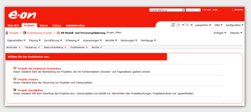 Der angepasste Projektassistent bei E.ON
