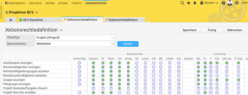 In der Projektron BCS-Rechtematrix passen Sie Rechte mit wenigen Klicks an