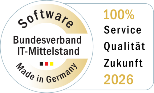 Die Auszeichnung „Software Made in Germany 2026“ des Bundesverbands IT-Mittelstand für das Business Coordination Software-System (BCS) von Projektron.