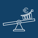 Icon representing revenue growth and margin improvement through digital processes and efficiency