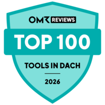 Badge OMR Top 100 Software 2026 – BCS gehört zu den meistbewerteten Softwarelösungen im DACH-Raum