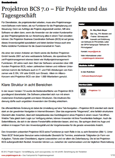 30. Mai 2012 - Projekt Magazin