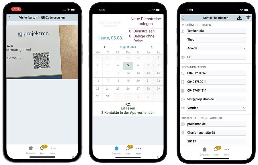 Mit den neuen Funktionen der Kontaktdatenerfassung in der BCS-App können Sie einen QR-Code scannen und so Kontakte in Projektron BCS importieren.