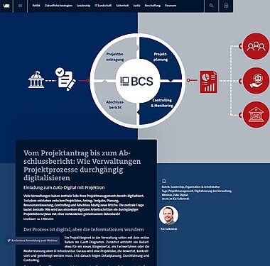 VdZ-Gastbeitrag: Projektprozesse in Verwaltungen durchgängig digitalisieren Screenshot des VdZ-Gastbeitrags „Vom Projektantrag bis zum Abschlussbericht: Wie Verwaltungen Projektprozesse durchgängig digitalisieren“ von Kai Sulkowski