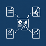 Icon mit Dokumenten und Auswertungen als Symbol für fehlende gemeinsame Projektdaten und widersprüchliche Informationsstände. Icon mit Dokumenten und Auswertungen als Symbol für fehlende gemeinsame Projektdaten und widersprüchliche Informationsstände.