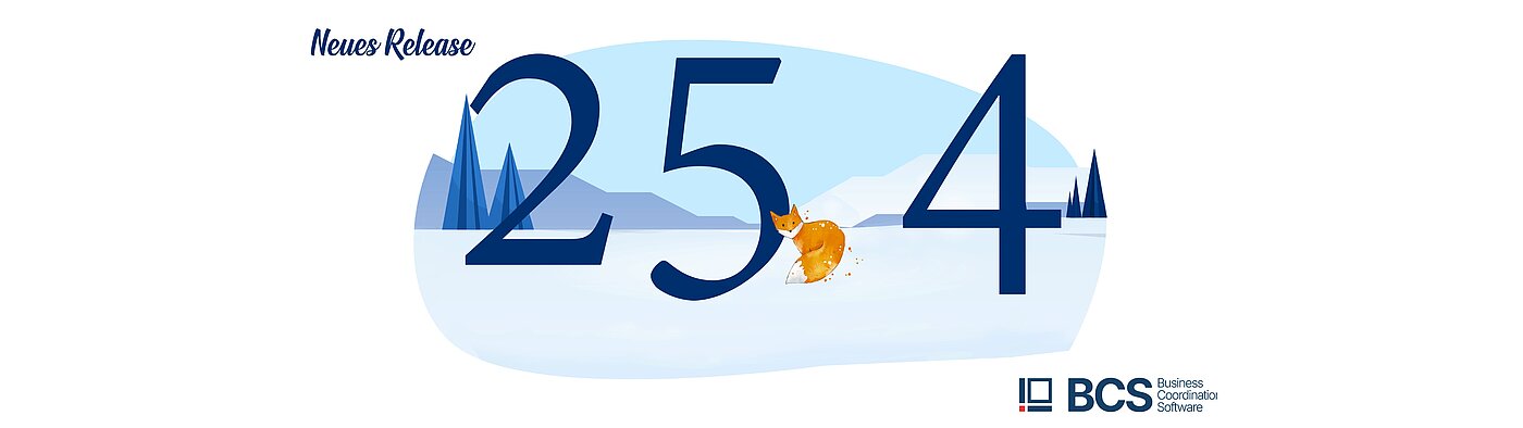 BCS 25.4: Titelbild Winter mit Fuchs: Kostendiagramm, Meilensteinverlauf, Kanbanboard und Ticketauswertung